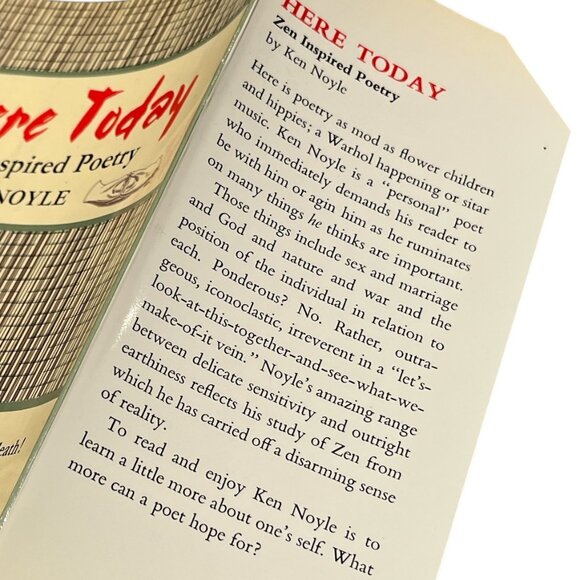 BOOK Here Today: Zen Inspired Poetry by Ken Noyle 1969 Soft Cover 74pg  … - Picture 8 of 9